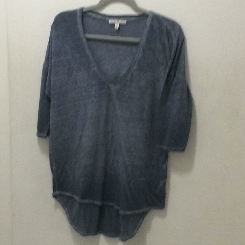 Express Low V-Neck WomensTee Shirt Denim Blue Sz M - Picture 8 of 9